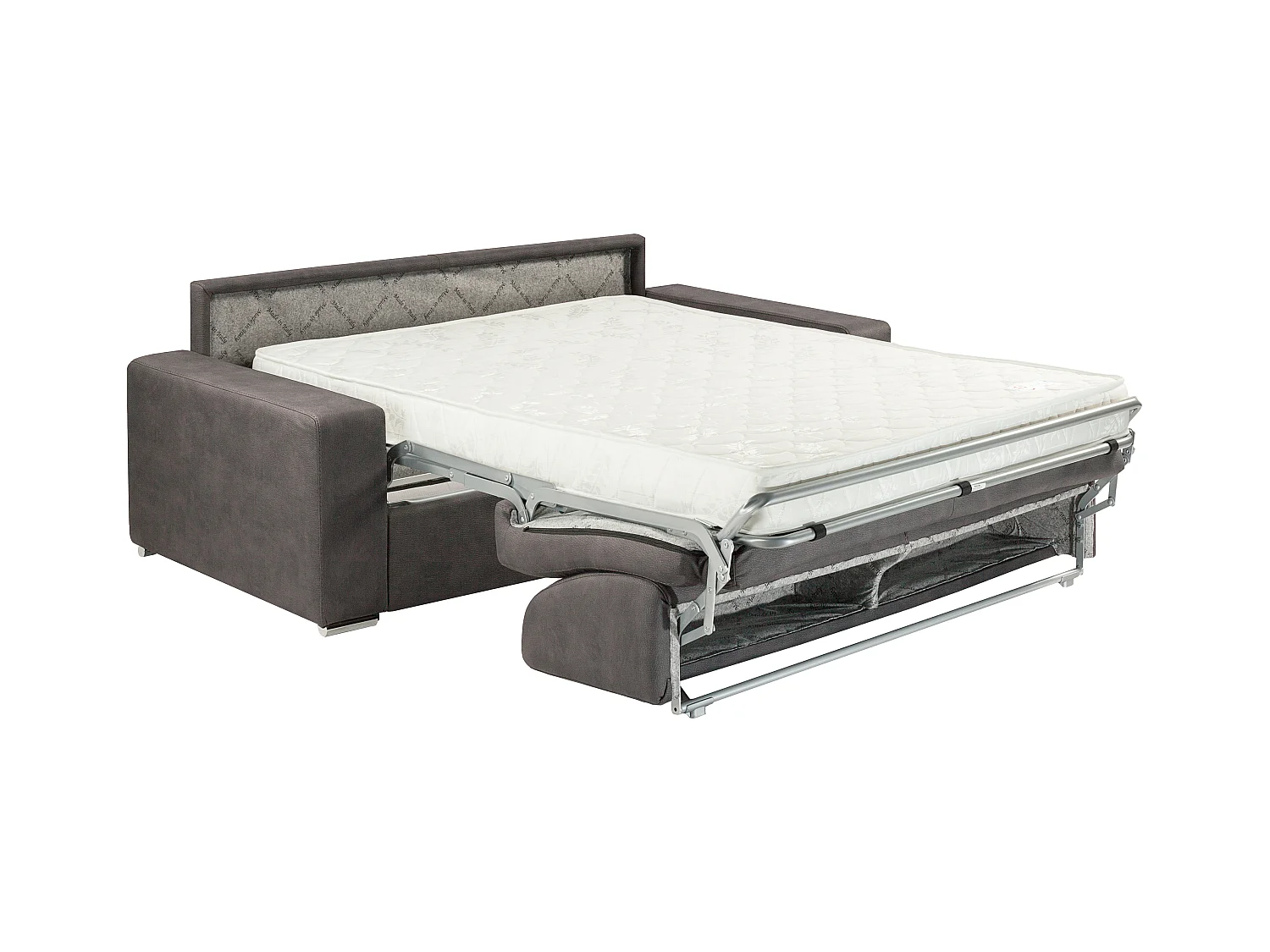 Tweezits express bedbank van stof EMIR - Grijs - Slaap afmeting 120 cm - matras 14 cm