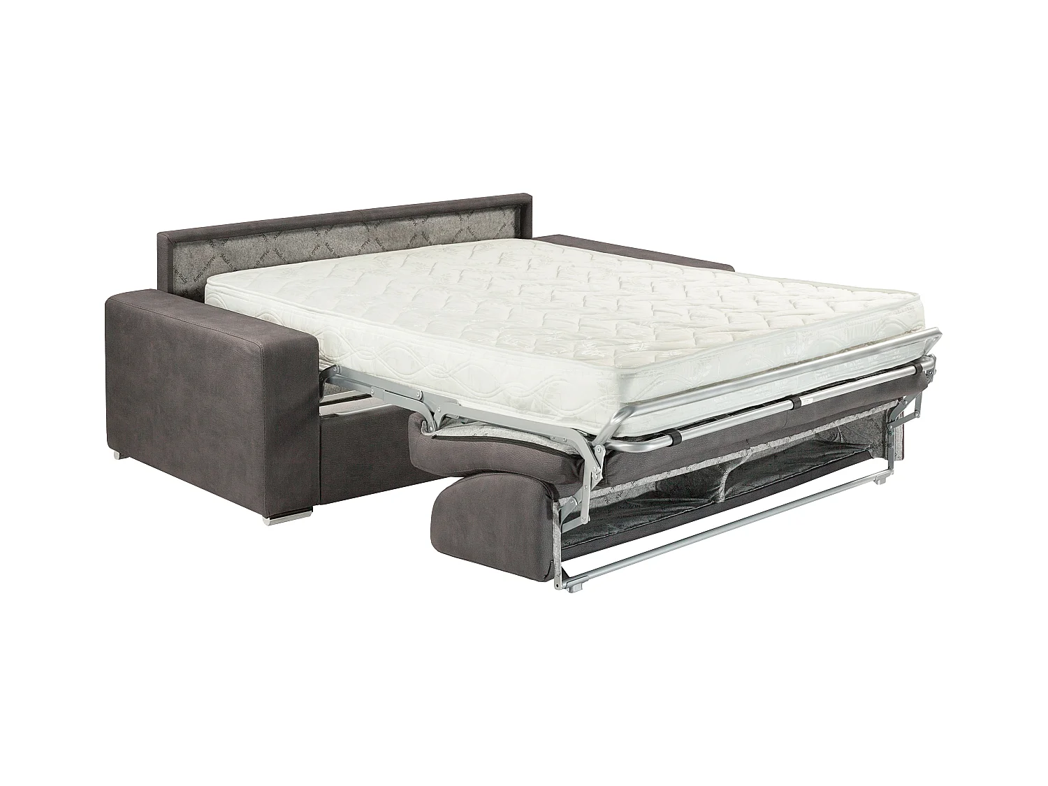 Canapé 3 places convertible express en tissu EMIR - Gris - Couchage 140 cm - Matelas 18 cm