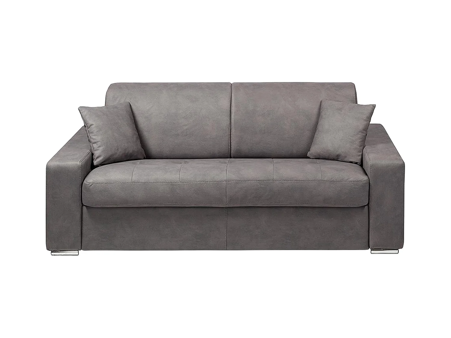 Canapé 3 places convertible express en tissu EMIR - Gris - Couchage 140 cm - Matelas 18 cm