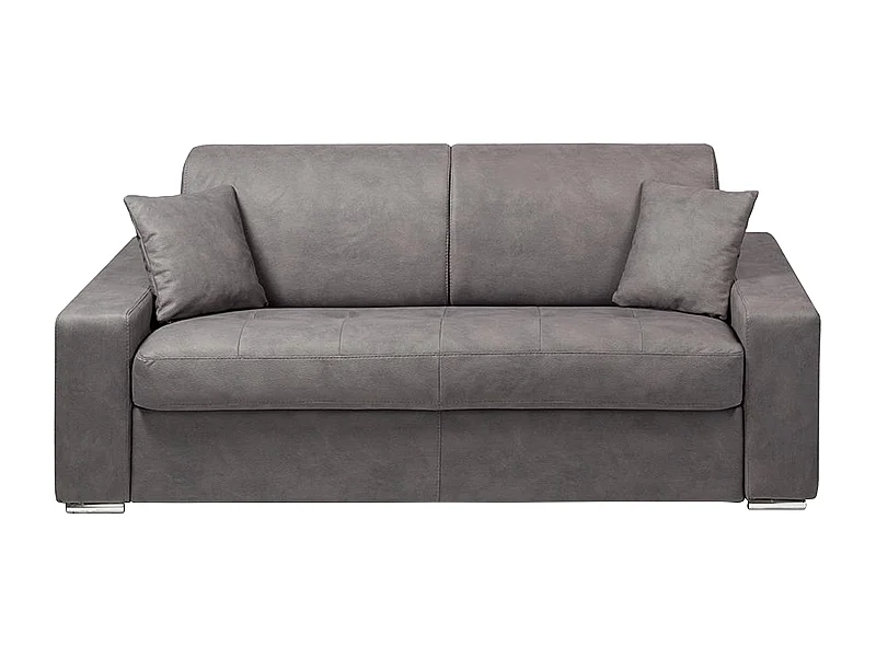 Tweezits express bedbank van stof EMIR - Grijs - Slaap afmeting 120 cm - Matras met vormgeheugen 22 cm