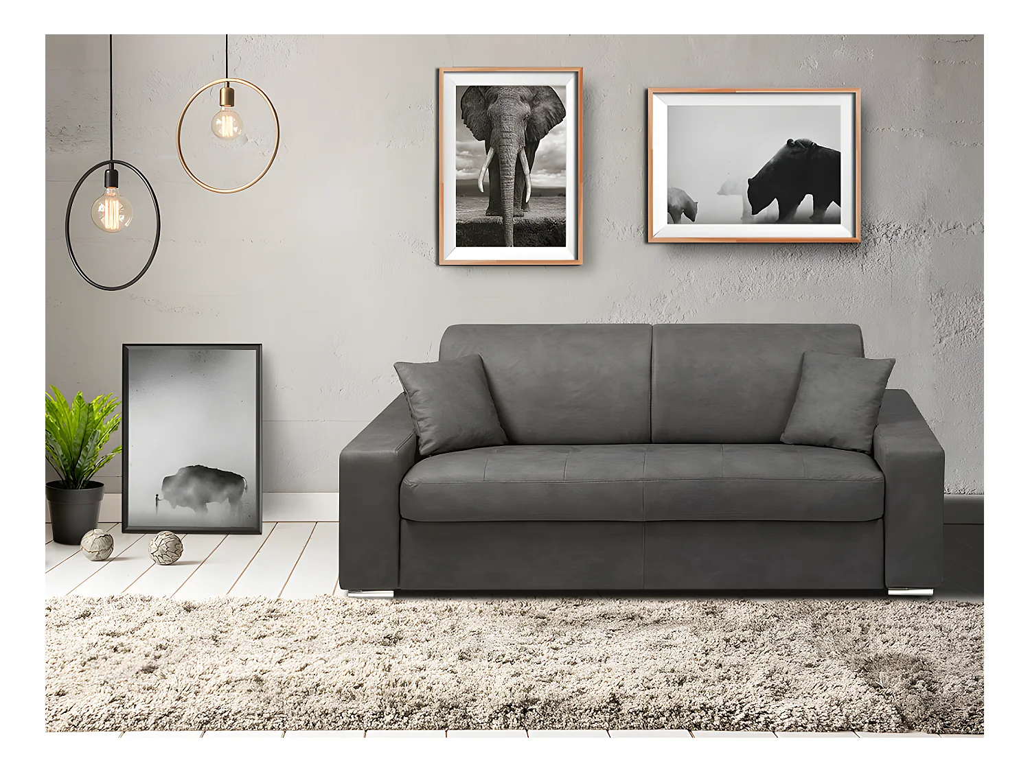 4-personers sovesofa med ekspresudtrækningssystem i EMIR-stof - Grå - 4-personers soveplads 160 cm - 22 cm madras