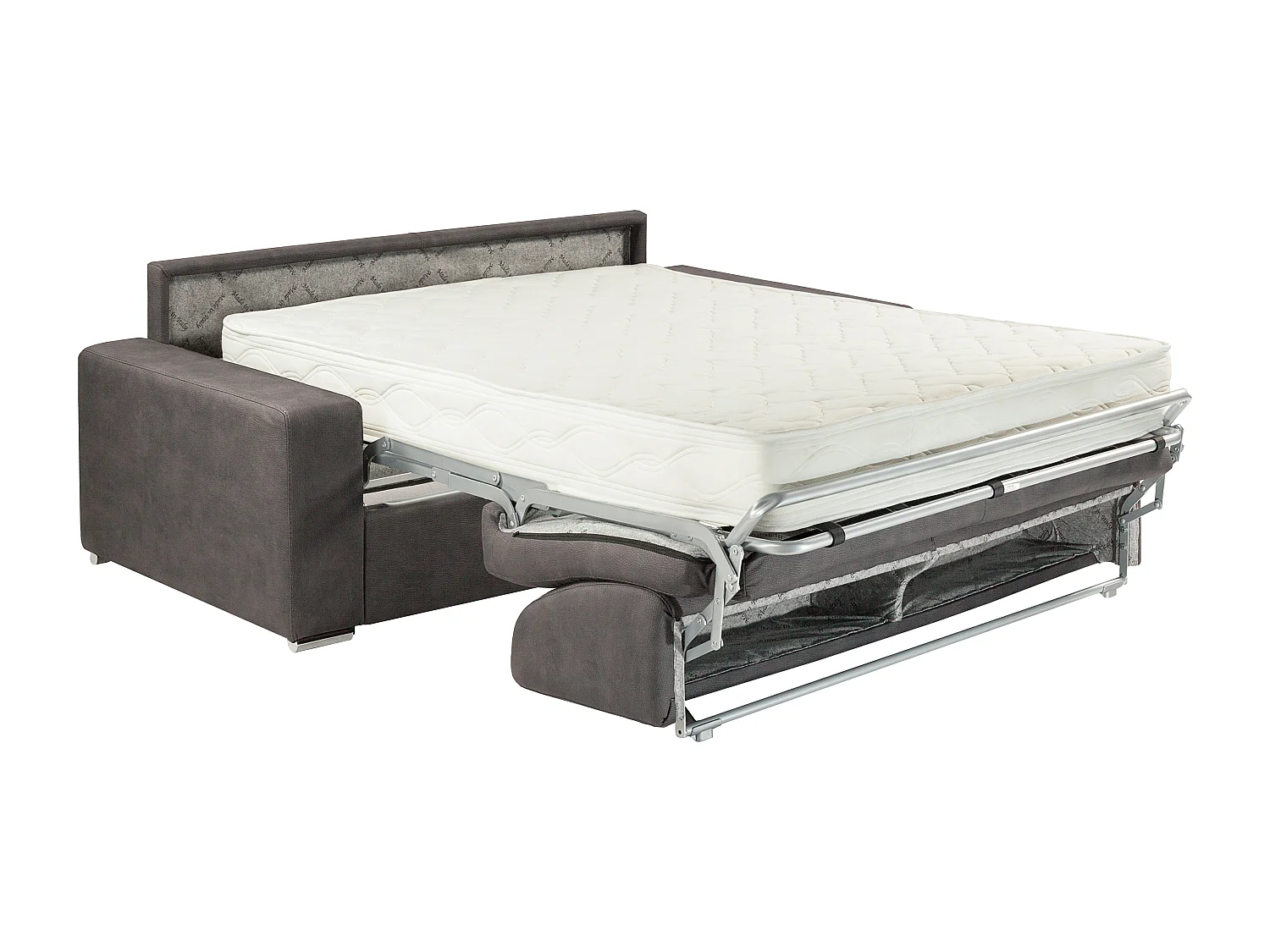 Canapé 4 places  convertible express en tissu EMIR - Gris - Couchage 160 cm - Matelas 22 cm avec mémoire de forme
