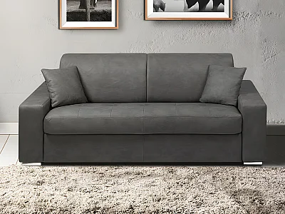 Divano letto 4 posti a ribalta in Tessuto Grigio - Larghezza Materasso 160 cm memory foam - Spessore 22 cm - EMIR