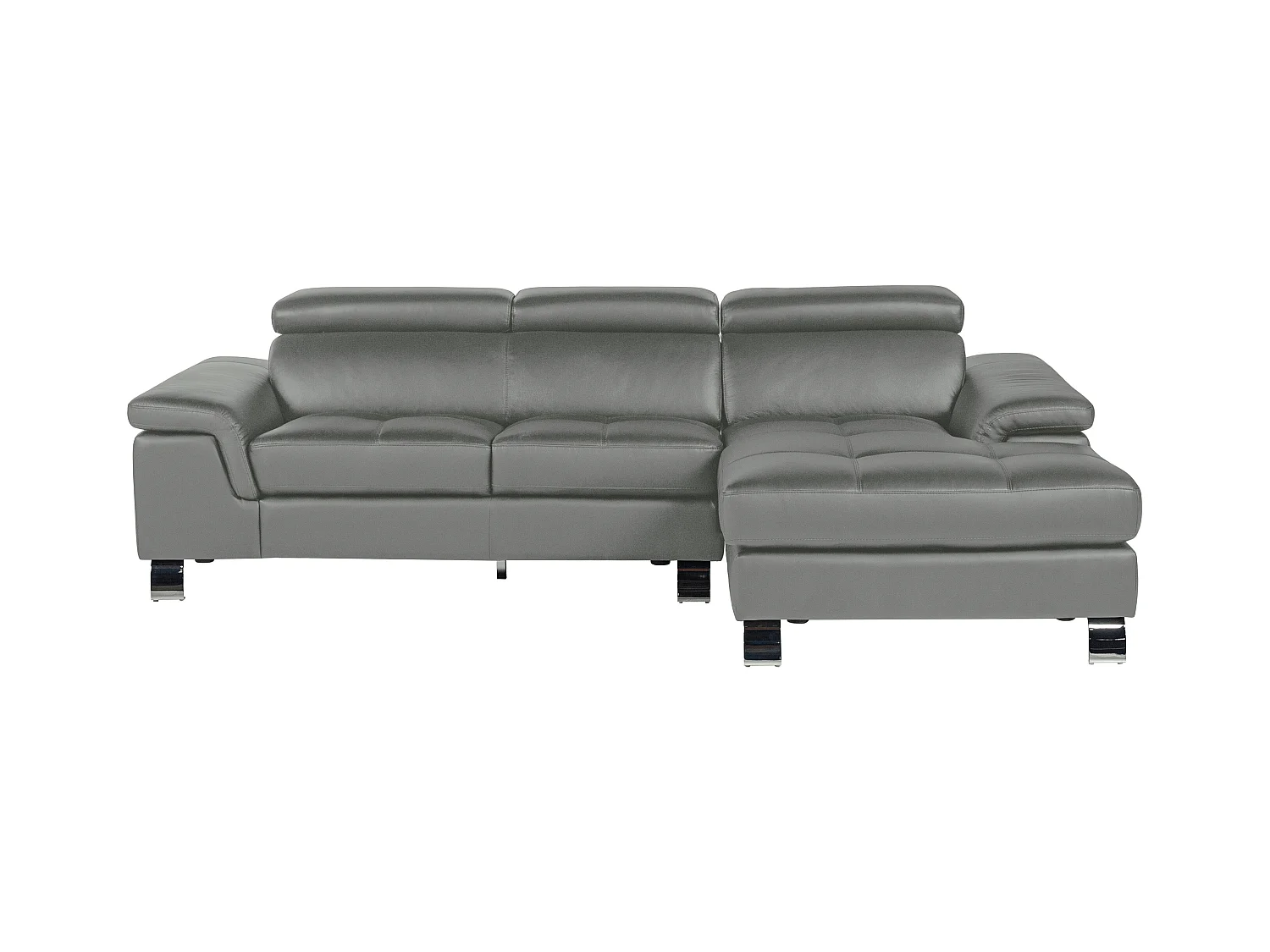 Canapé d'angle cuir MISHIMA - Gris - Angle droit