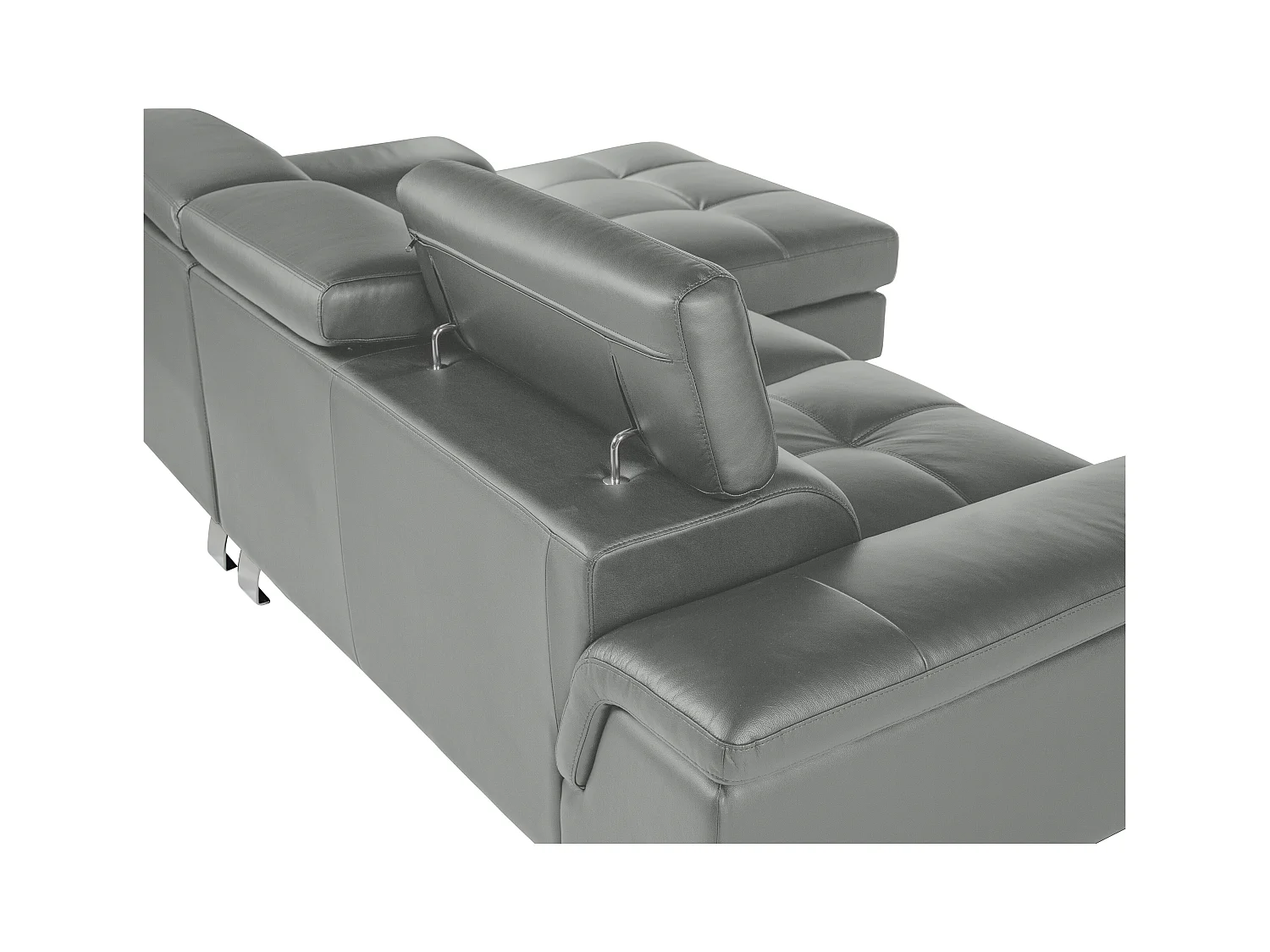 Canapé d'angle cuir MISHIMA - Gris - Angle droit