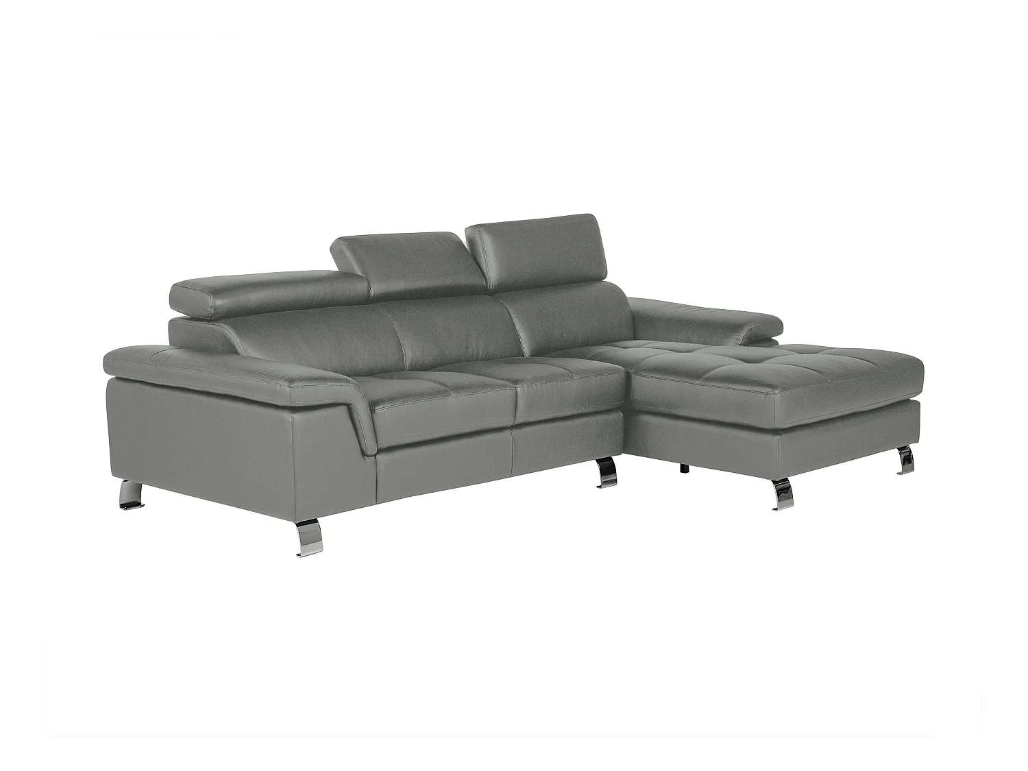 Ecksofa Leder - Ecke Rechts - Grau - MISHIMA
