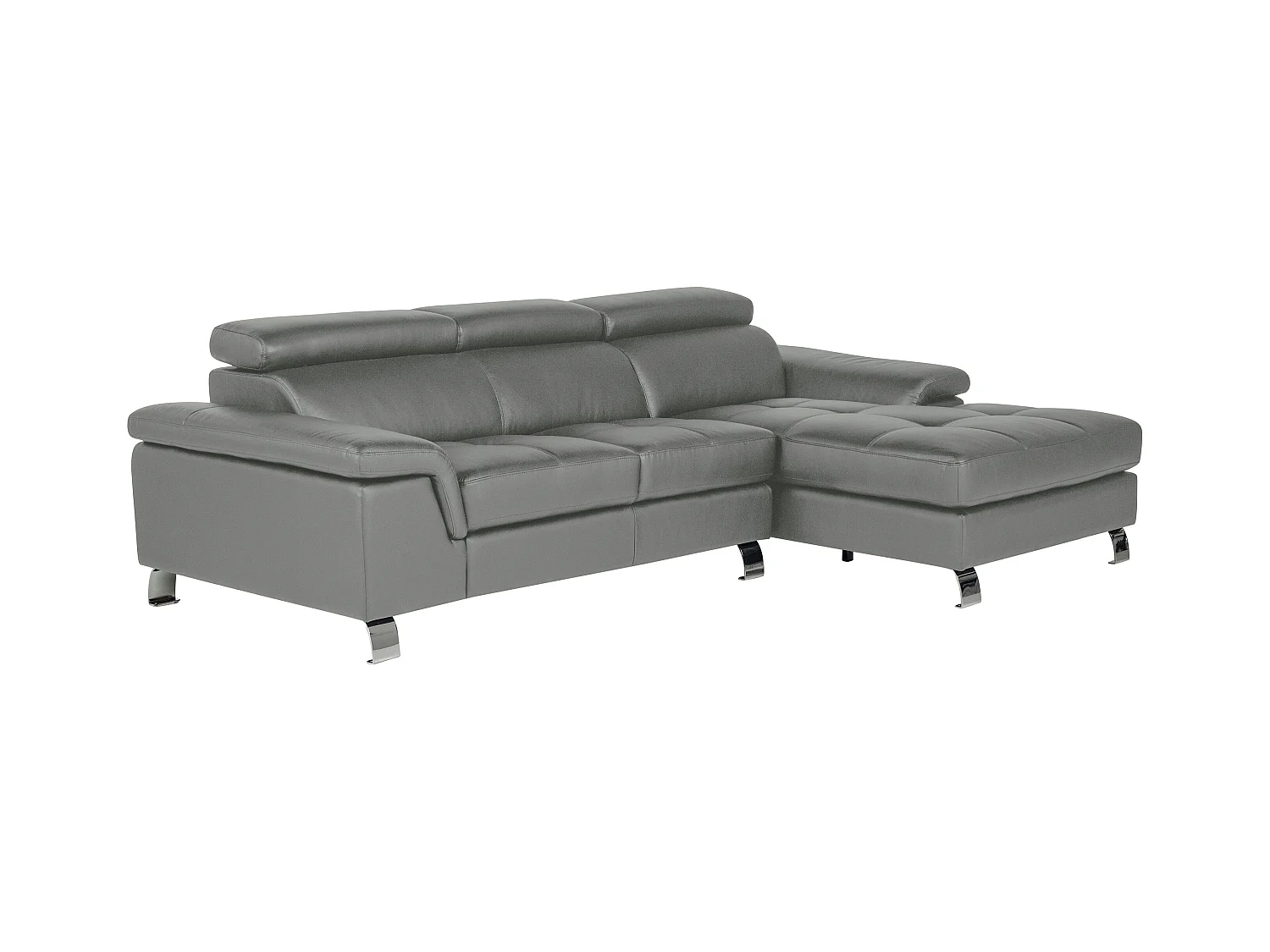 Ecksofa Leder - Ecke Rechts - Grau - MISHIMA