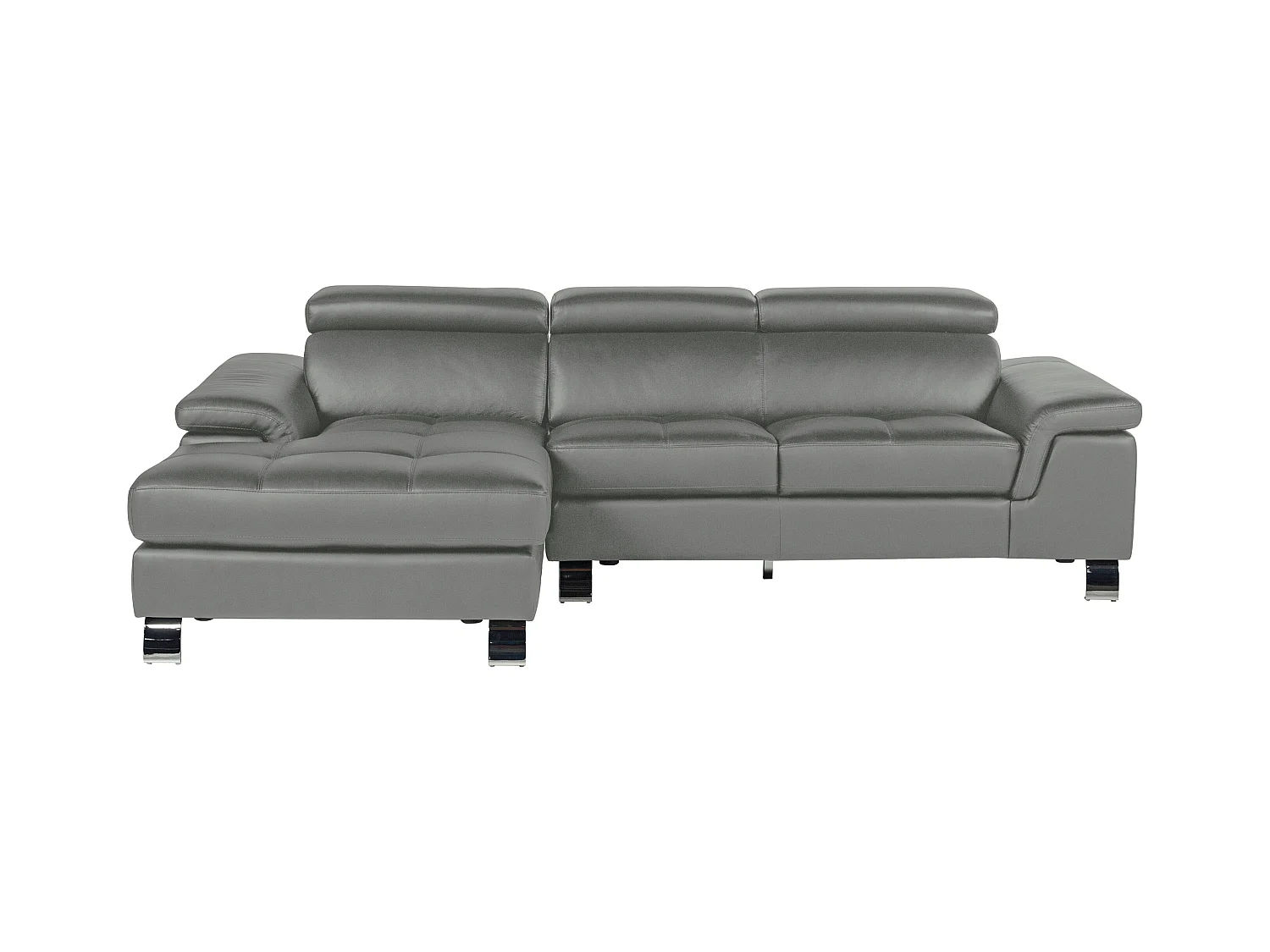 Sofá de canto em pele Cinzento - Canto esquerdo -  MISHIMA