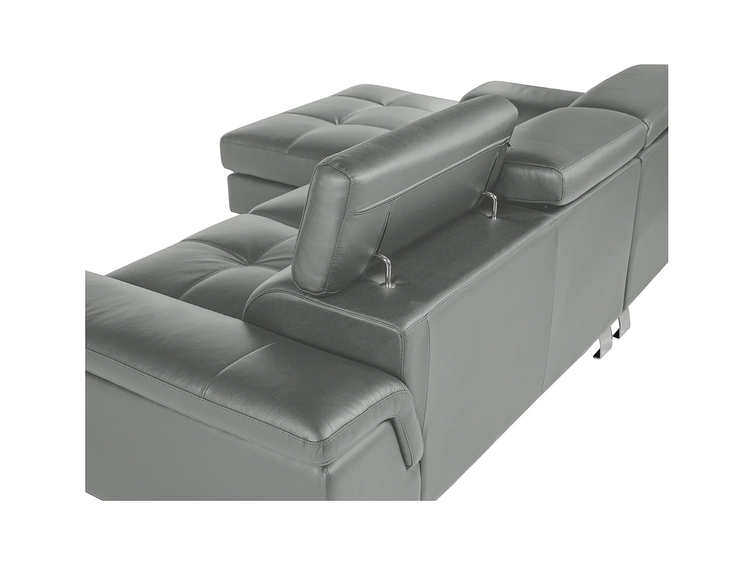 Sofá de canto em pele Cinzento - Canto esquerdo -  MISHIMA