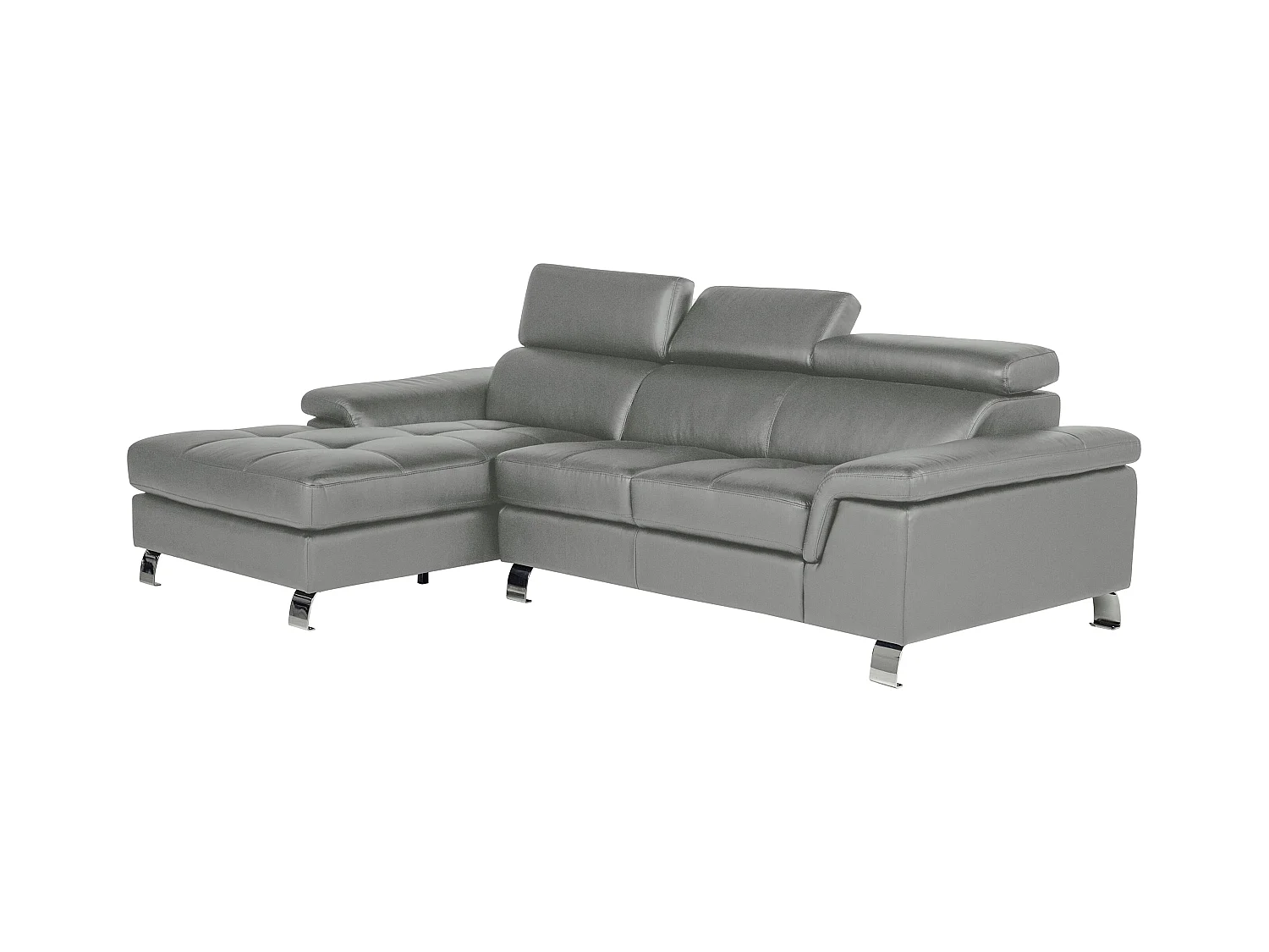 Canapé d'angle cuir MISHIMA - Gris - Angle gauche