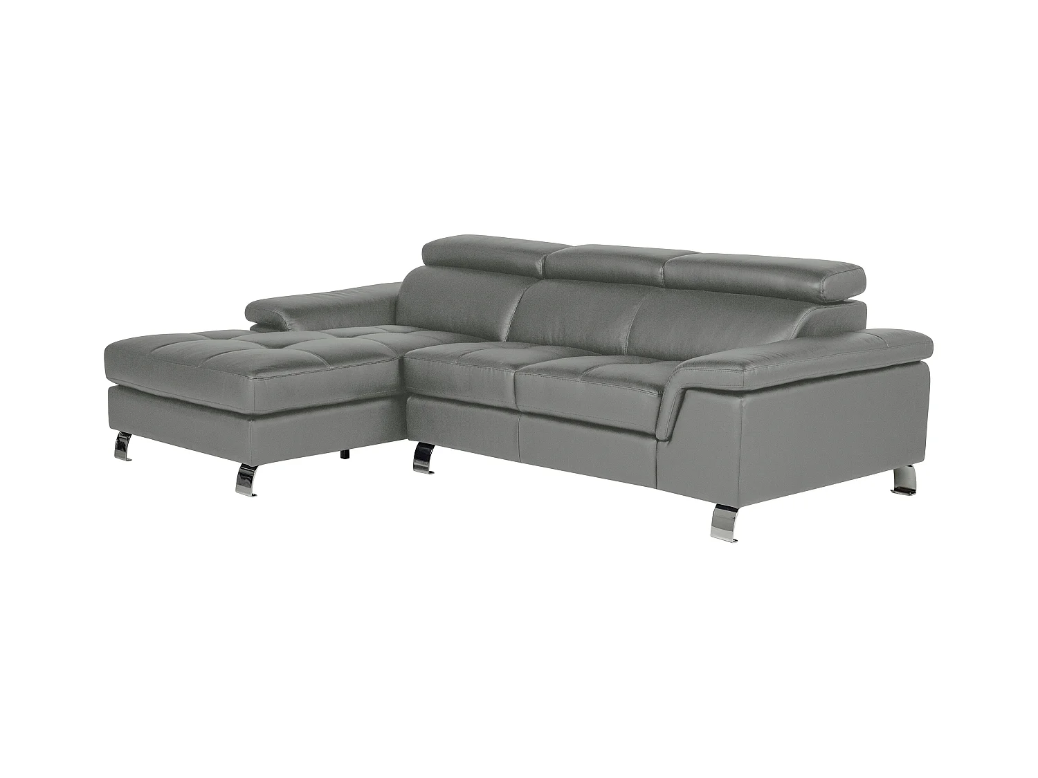 Canapé d'angle cuir MISHIMA - Gris - Angle gauche