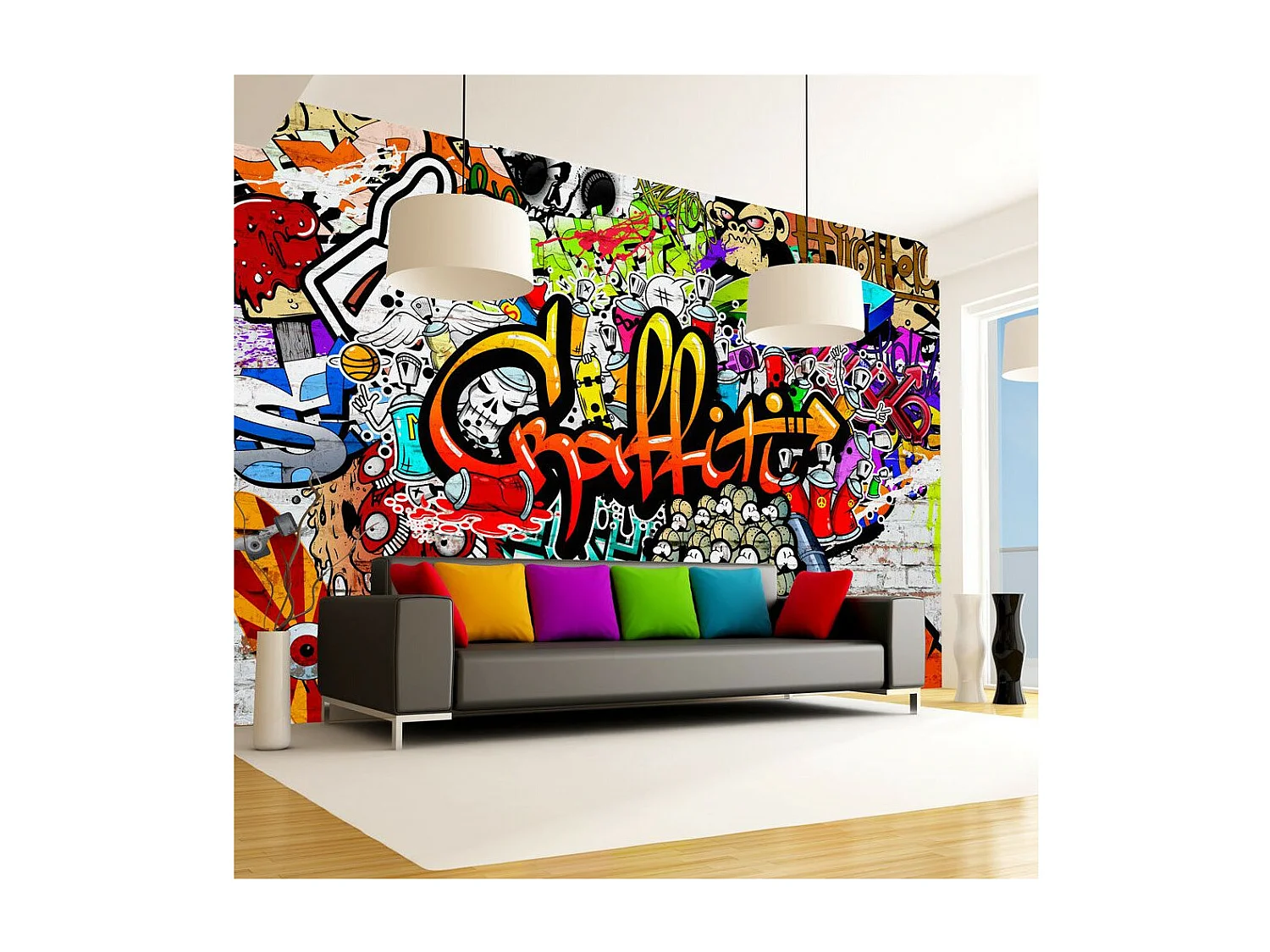 Papier Peint "Colorful Graffiti" 140 x 200 cm