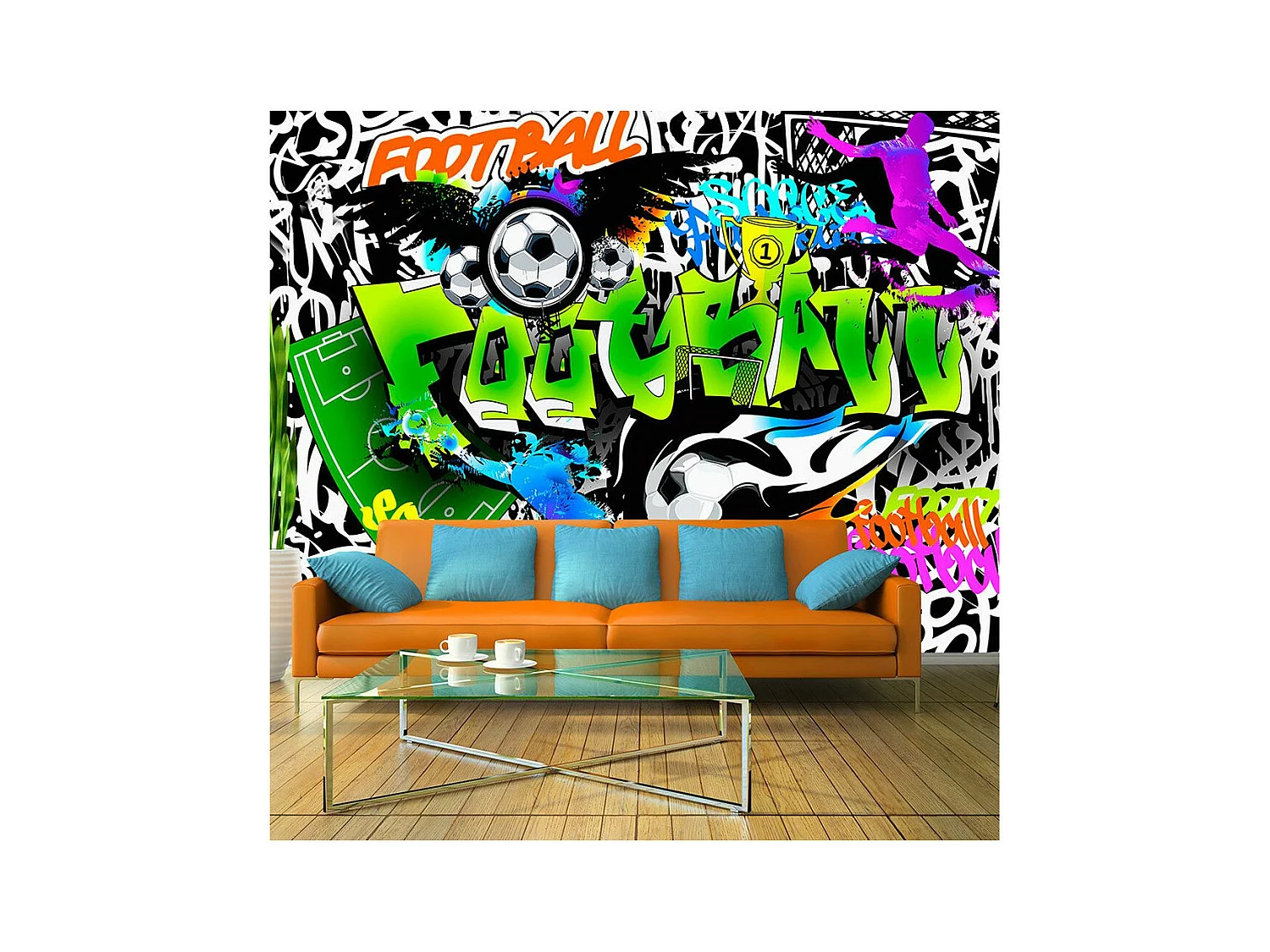 Papier Peint "Football Graffiti" 175 x 250 cm