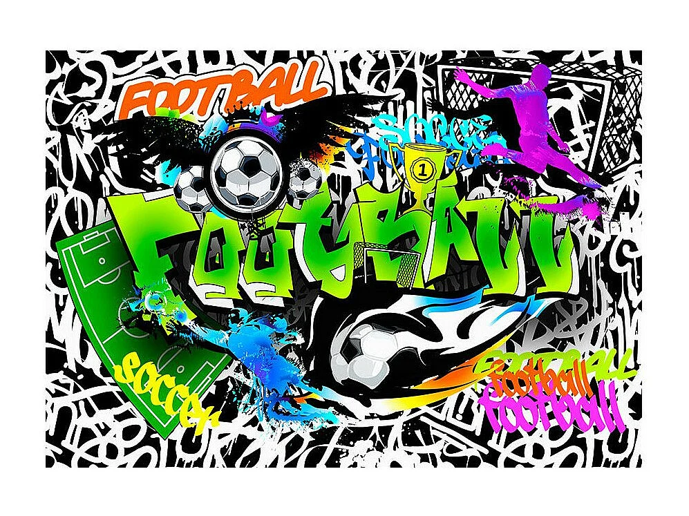 Papier Peint "Football Graffiti" 175 x 250 cm
