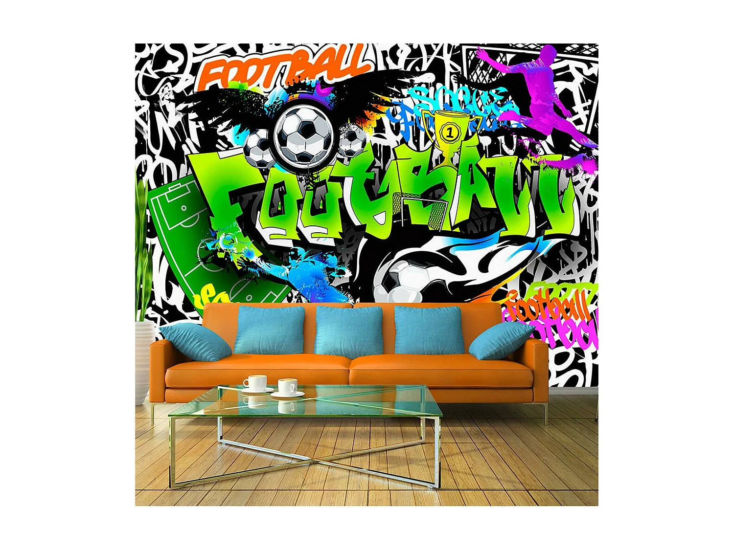 Papier Peint "Football Graffiti" 175 x 250 cm