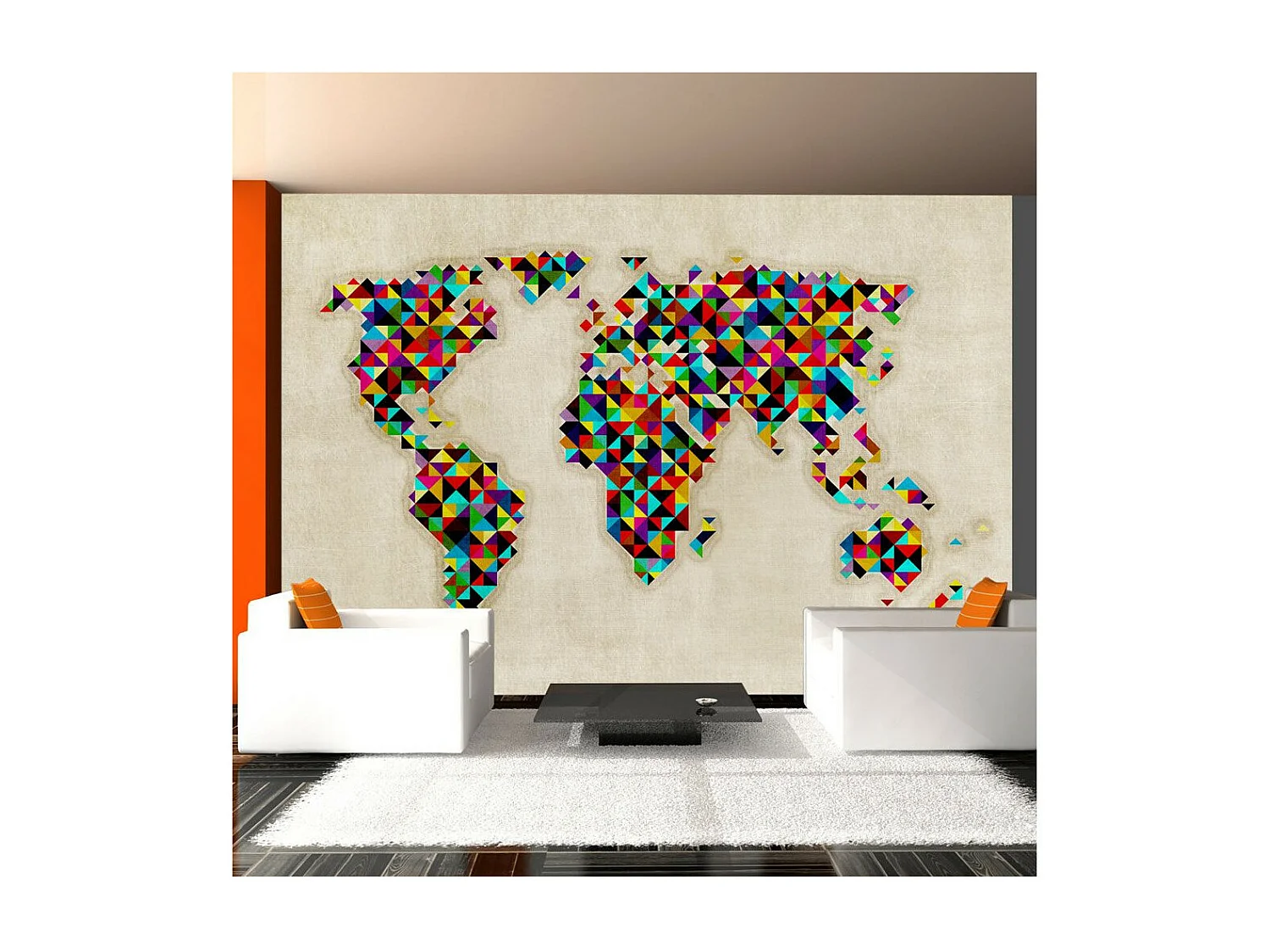 Papier Peint "World Map a Kaleidoscope of Colors" 231 x 300 cm