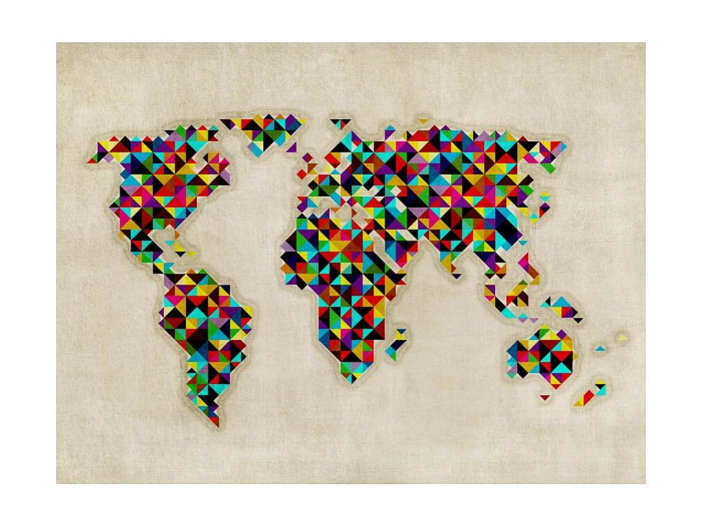 Papier Peint "World Map a Kaleidoscope of Colors" 231 x 300 cm