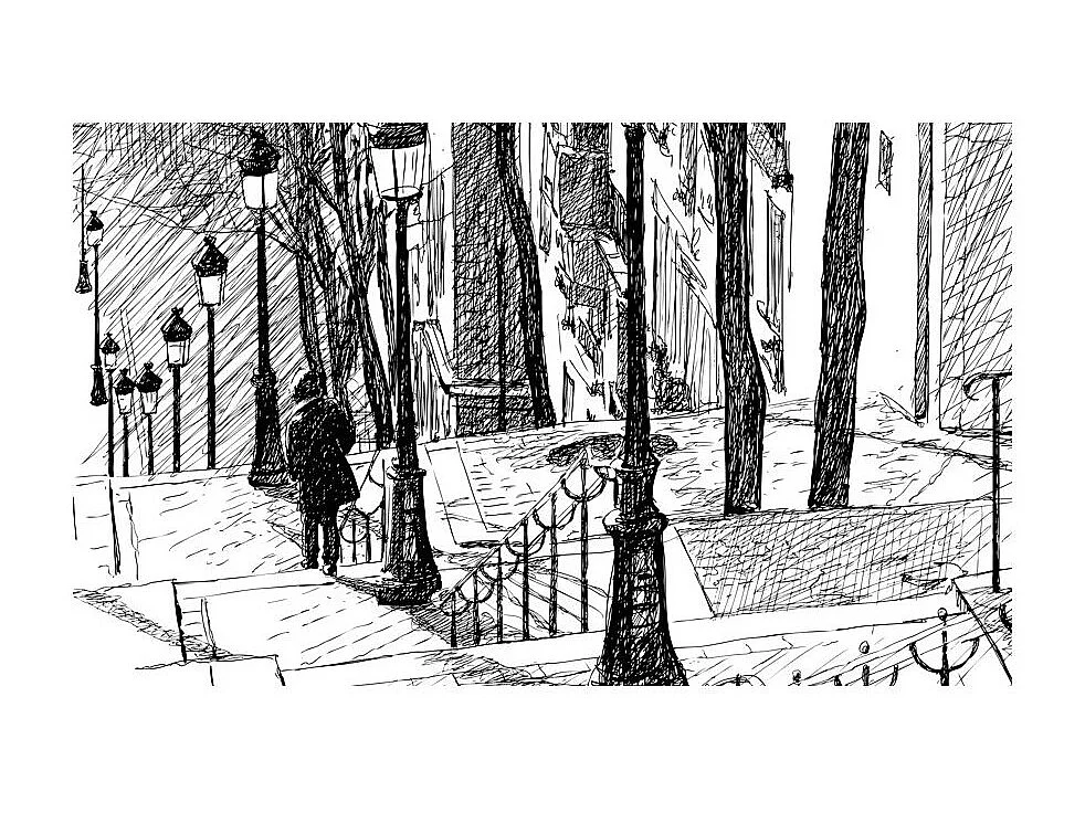 Papier Peint "Escaliers Montmartre II" 270x450cm