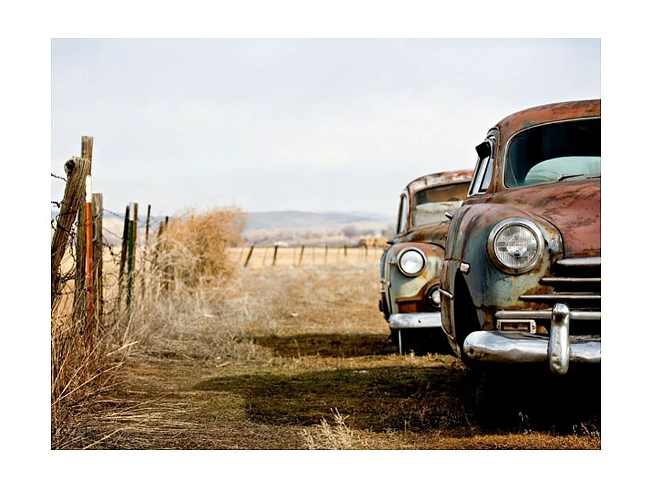 Papier Peint "Deux Vieilles Voitures Américaines" 193 x 250 cm