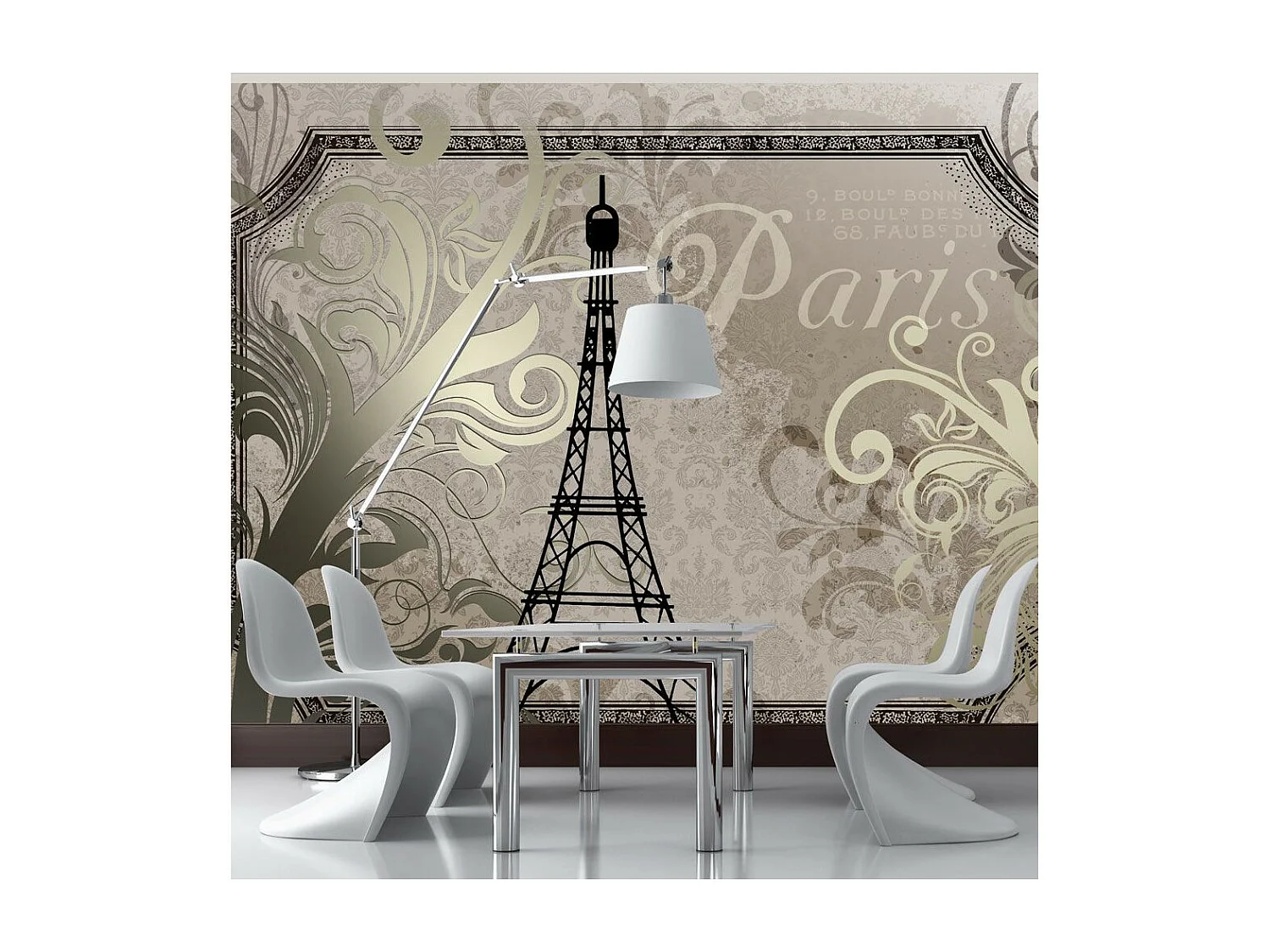 Papier Peint "Vintage Paris Gold" 245 x 350 cm