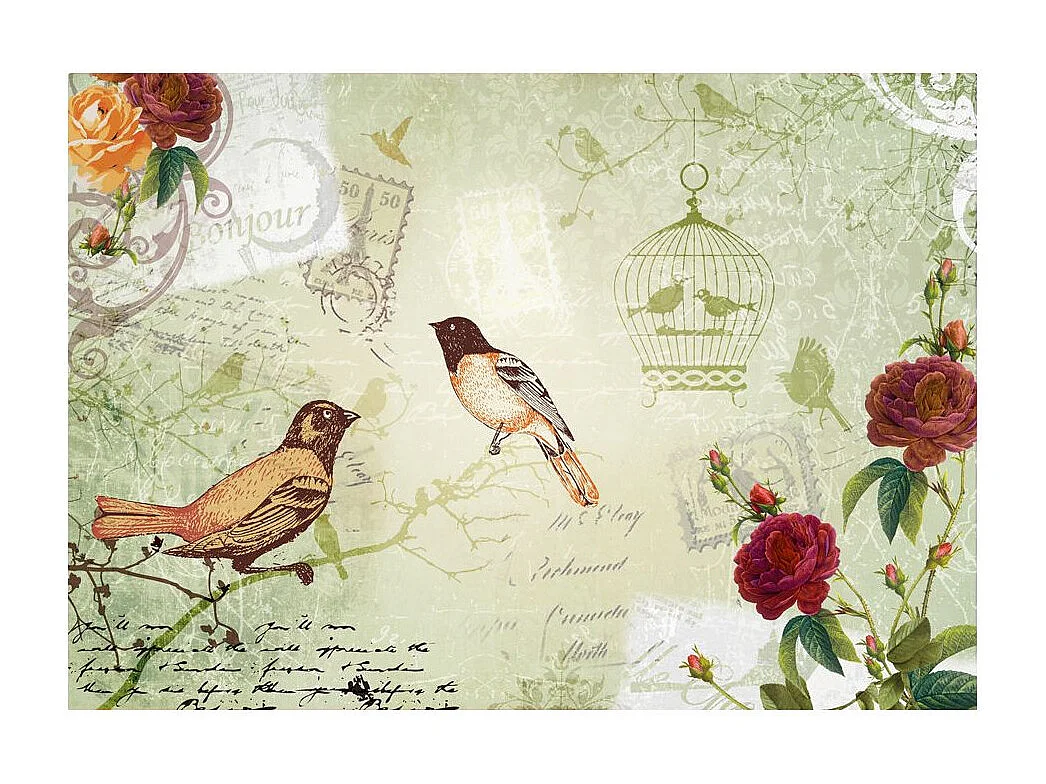 Papier Peint "Vintage Birds" 175 x 250 cm