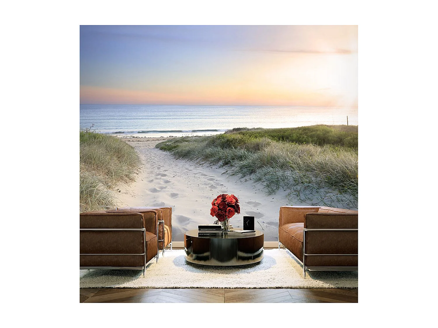 Papier Peint "Promenade Matinale sur la Plage" 70 x 100 cm