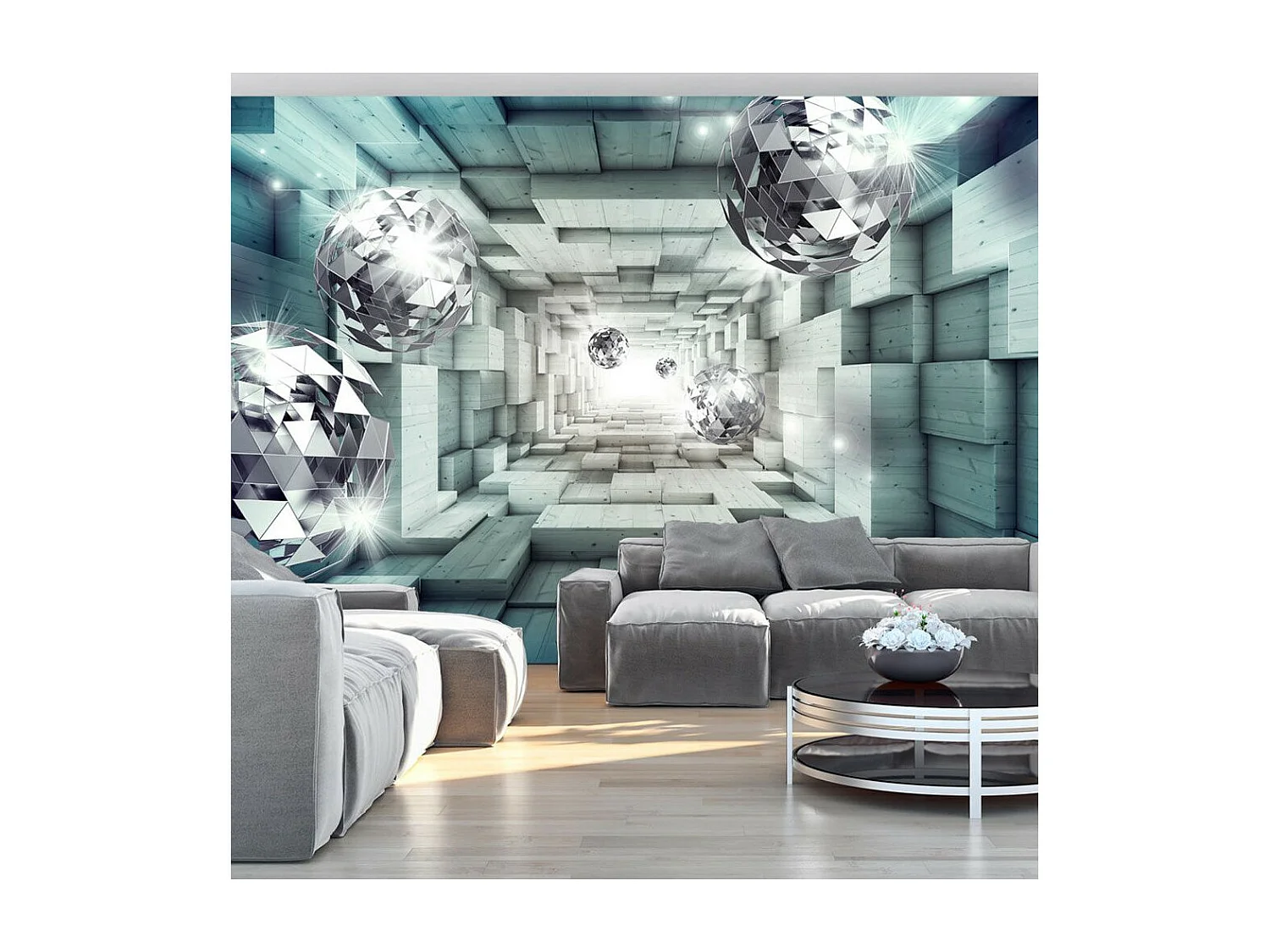 Papier Peint "Journey Through the Blue Tunnel" 210 x 300 cm