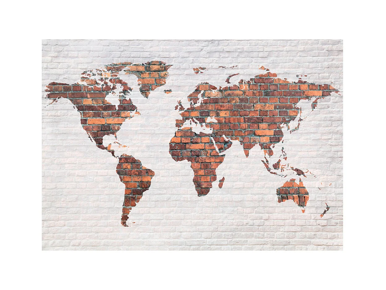 Papier Peint "World Map : Brick Wall" 105 x 150 cm