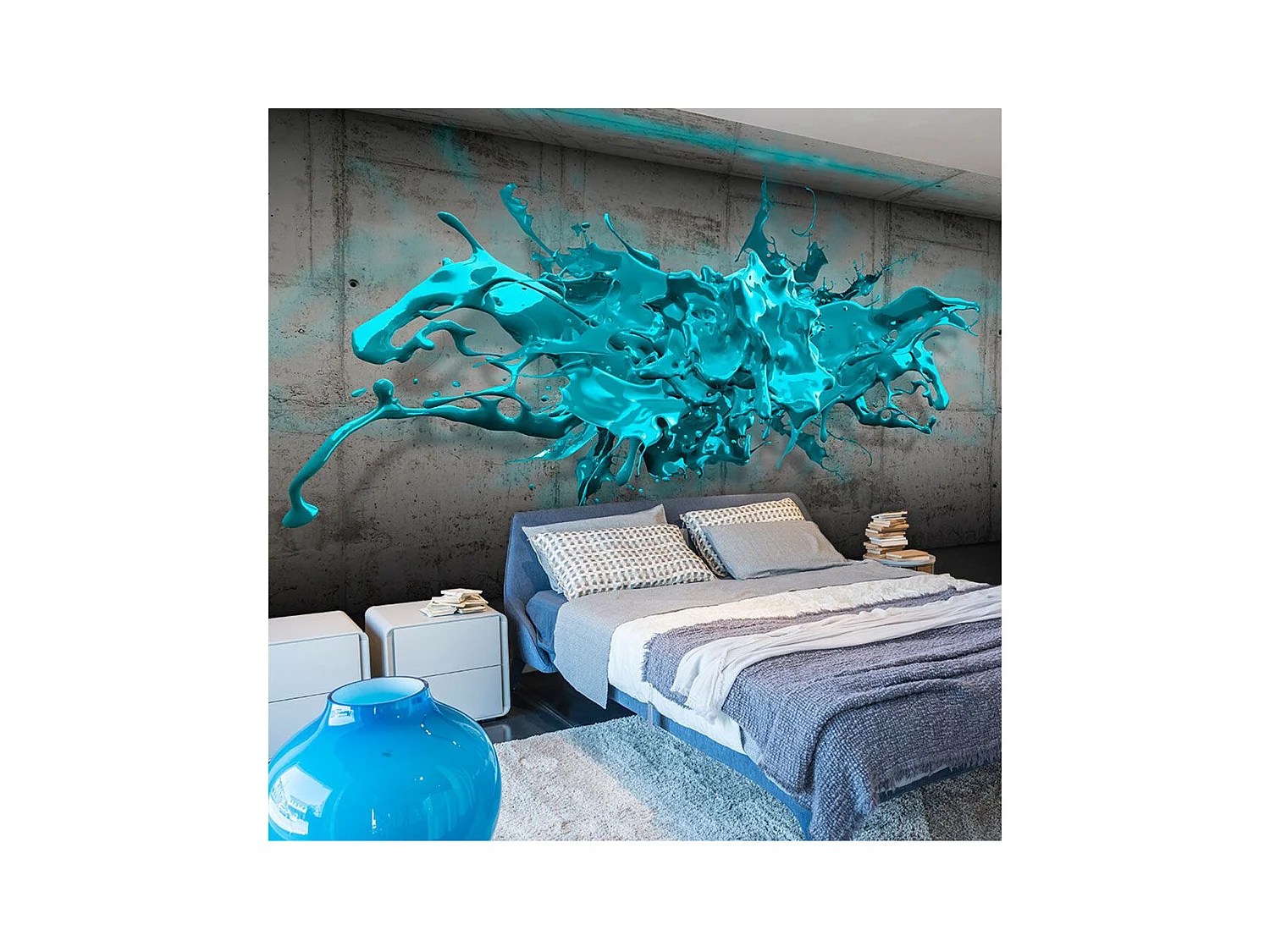 Papier Peint "Blue Ink Blot" 175 x 250 cm