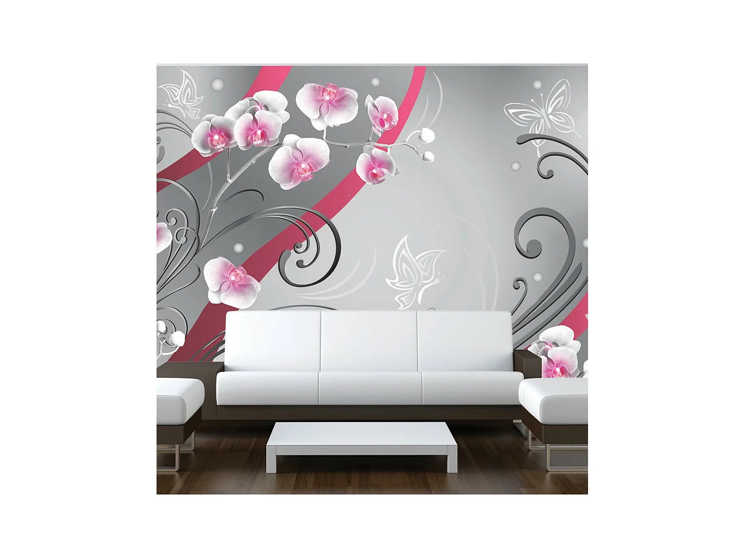Papier Peint "Pink Orchids Variation" 105 x 150 cm