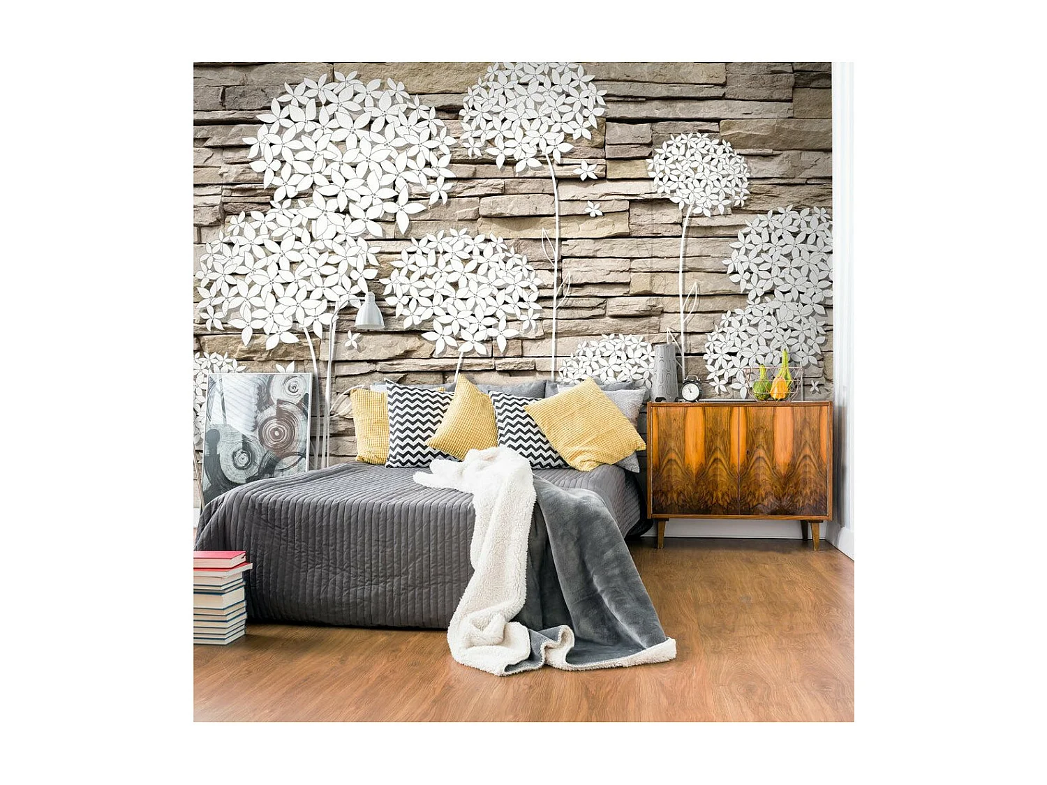 Papier Peint "Flowers on the Stone" 70 x 100 cm