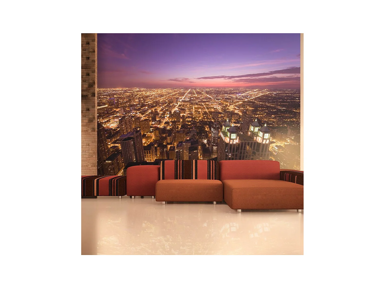 Papier Peint "Chicago Ambiance de Nuit" 193 x 250 cm