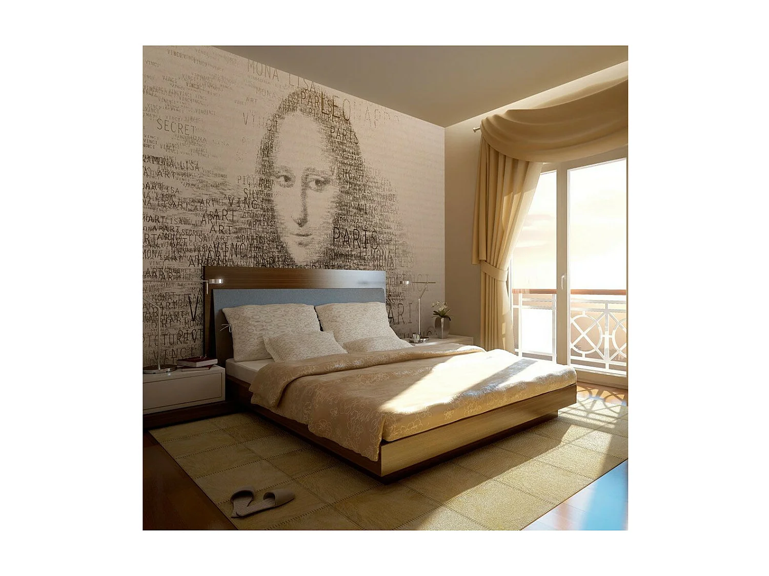 Papier Peint "Mona Lisa : Portrait en Lettres" 309 x 400 cm