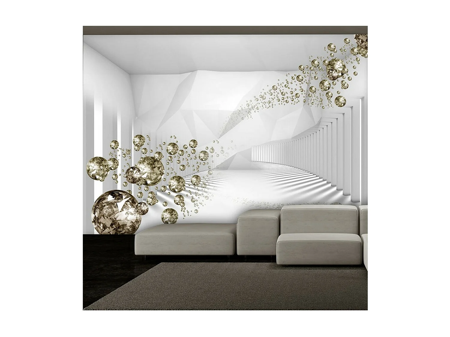 Papier Peint "Diamond Corridor Grey" 210 x 300 cm