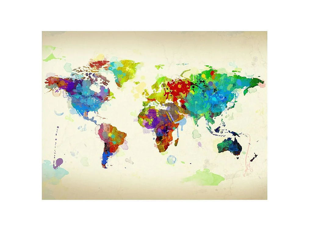 Papier Peint "Paint Splashes Map of the World" 154 x 200 cm