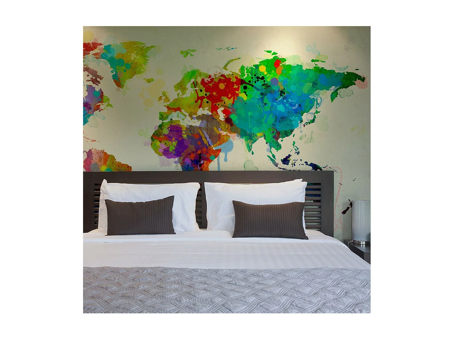 Papier Peint "Paint Splashes Map of the World" 154 x 200 cm