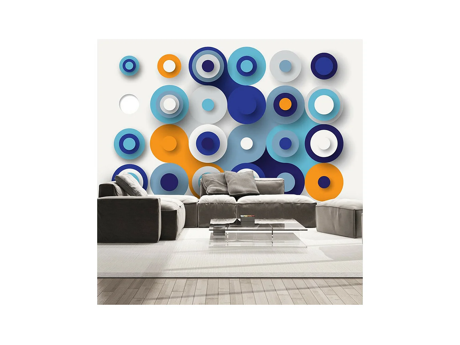 Papier Peint "Geometry of Blue Wheels" 70 x 100 cm