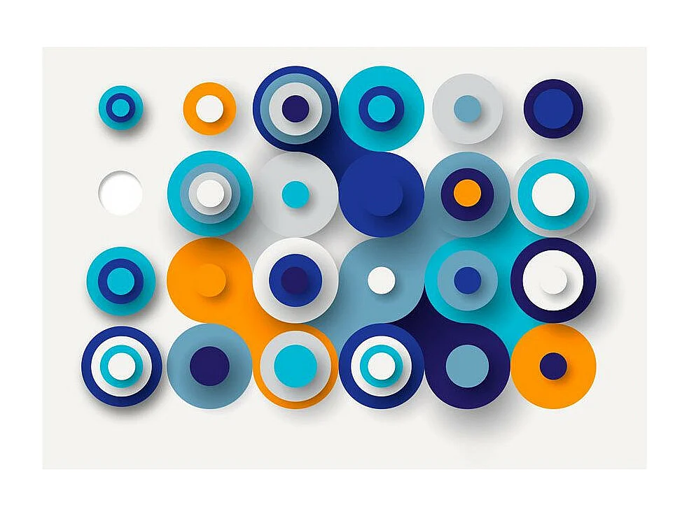 Papier Peint "Geometry of Blue Wheels" 70 x 100 cm