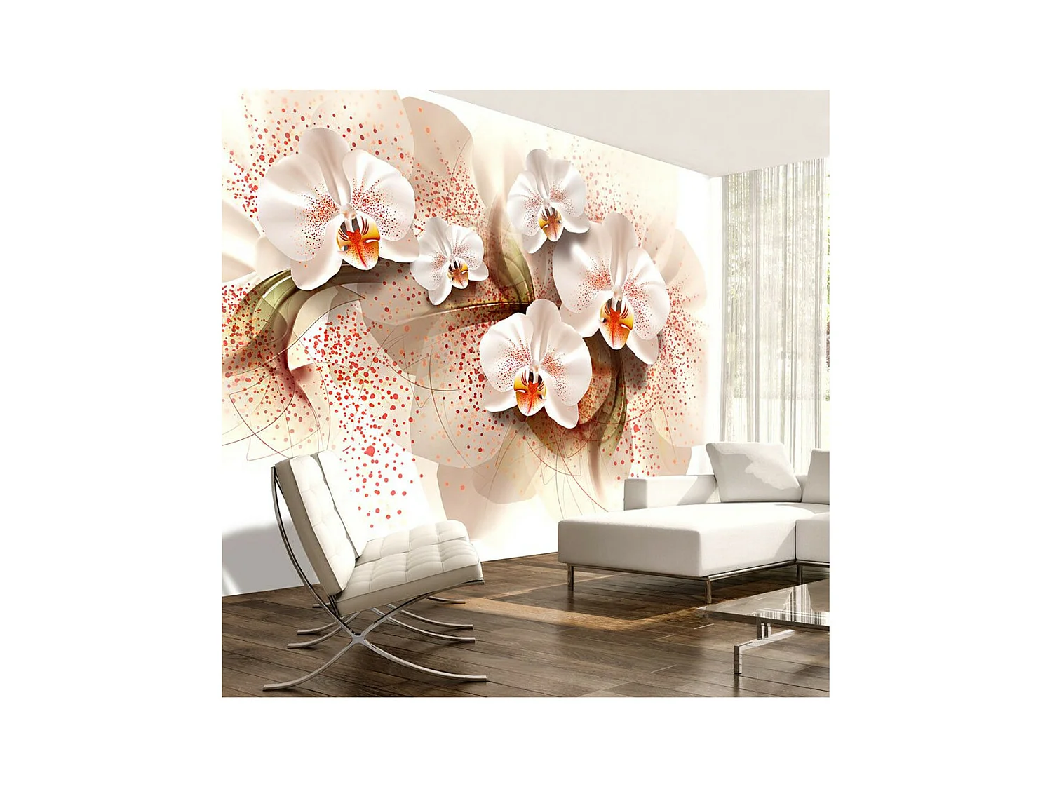 Papier Peint "Pale Yellow Orchids" 245 x 350 cm