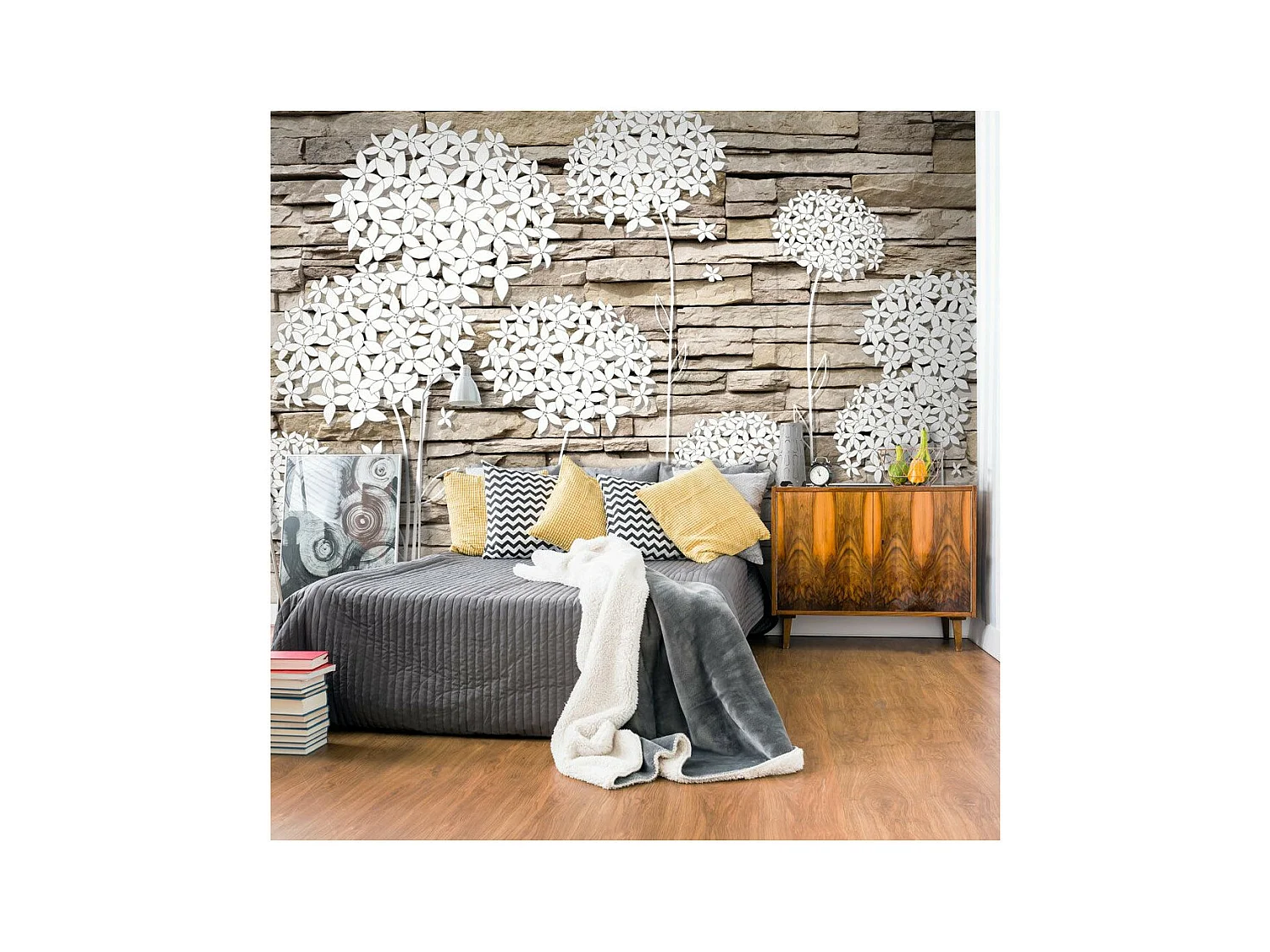 Papier Peint "Flowers on the Stone" 245 x 350 cm