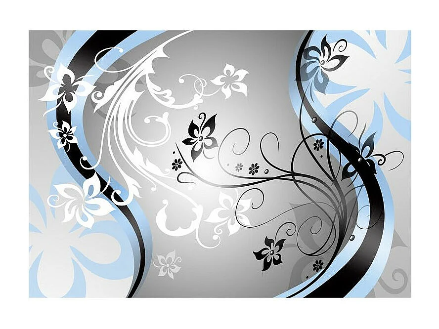 Papier Peint "Art Flowers Blue" 105 x 150 cm