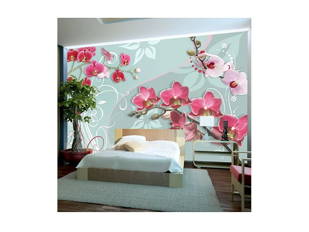 Papier Peint "Pink Orchids Variation II" 210 x 300 cm