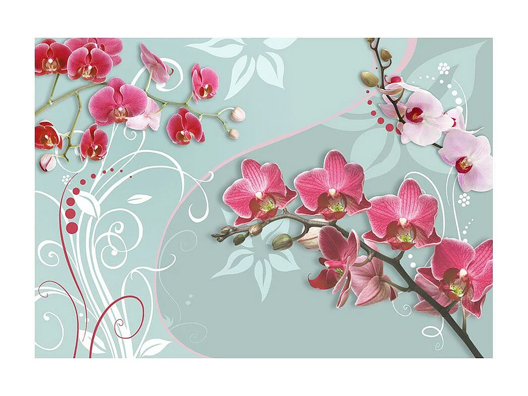 Papier Peint "Pink Orchids Variation II" 210 x 300 cm
