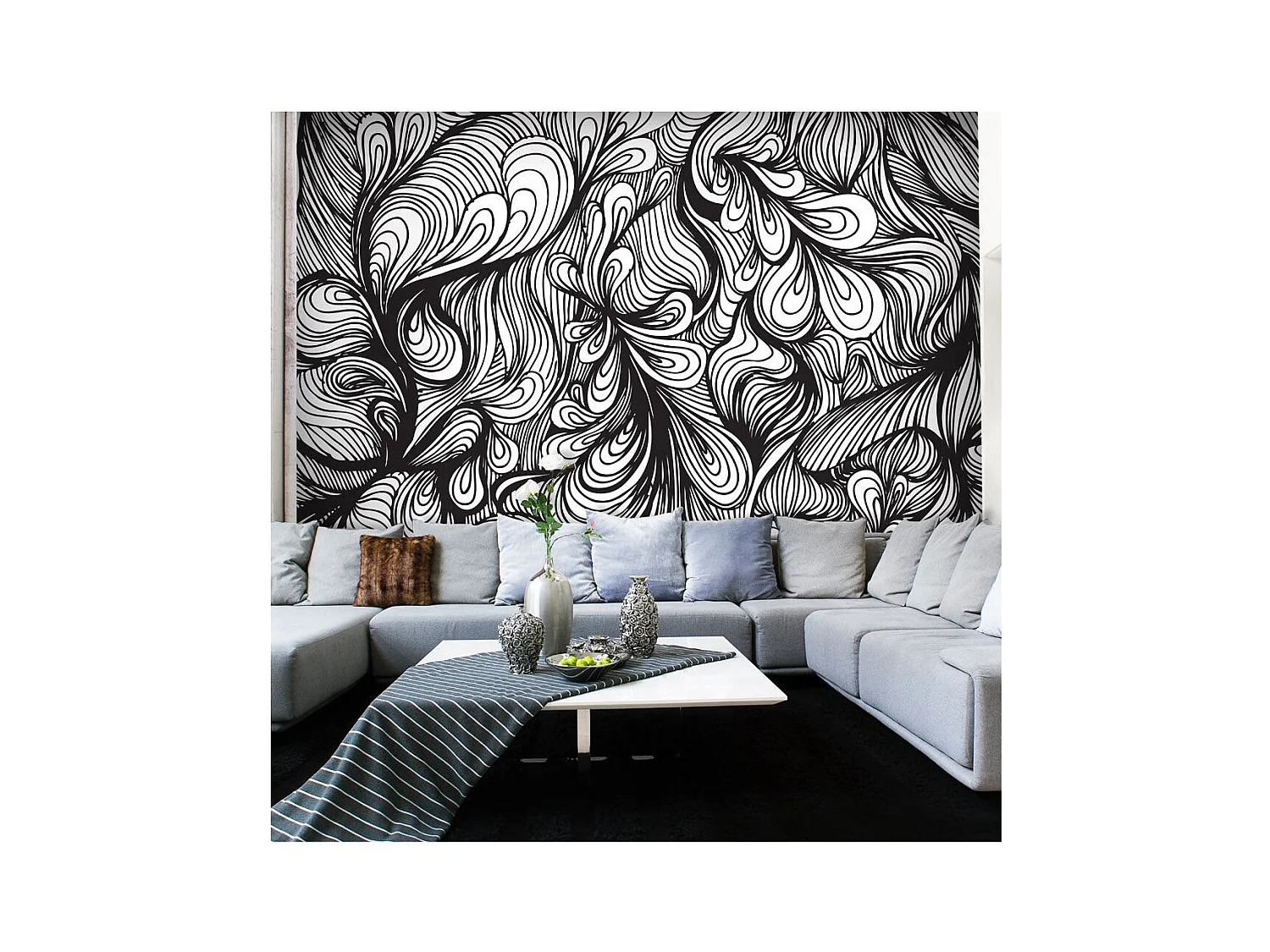 Papier Peint "Noir & Blanc Style Rétro" 193 x 250 cm