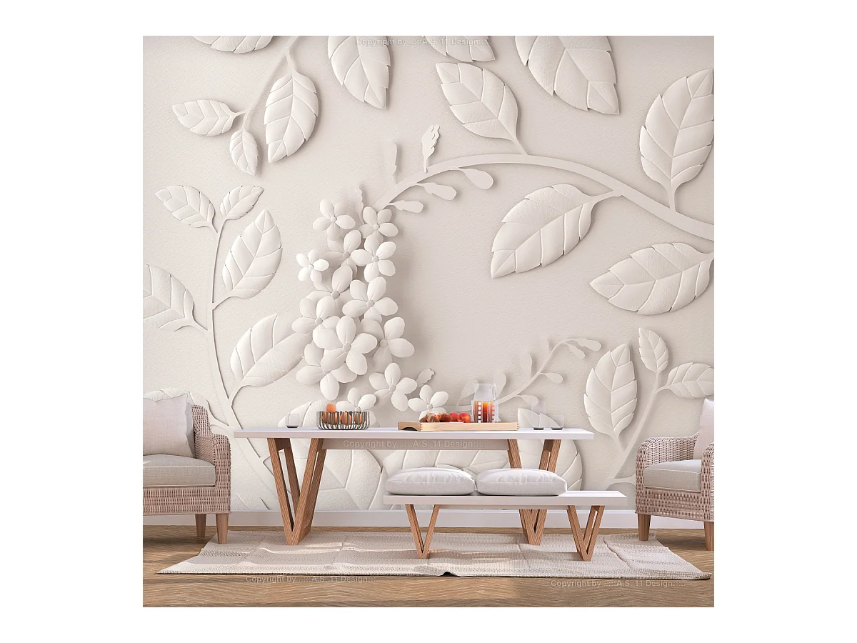 Papier Peint "Paper Flowers Cream" 245 x 350 cm
