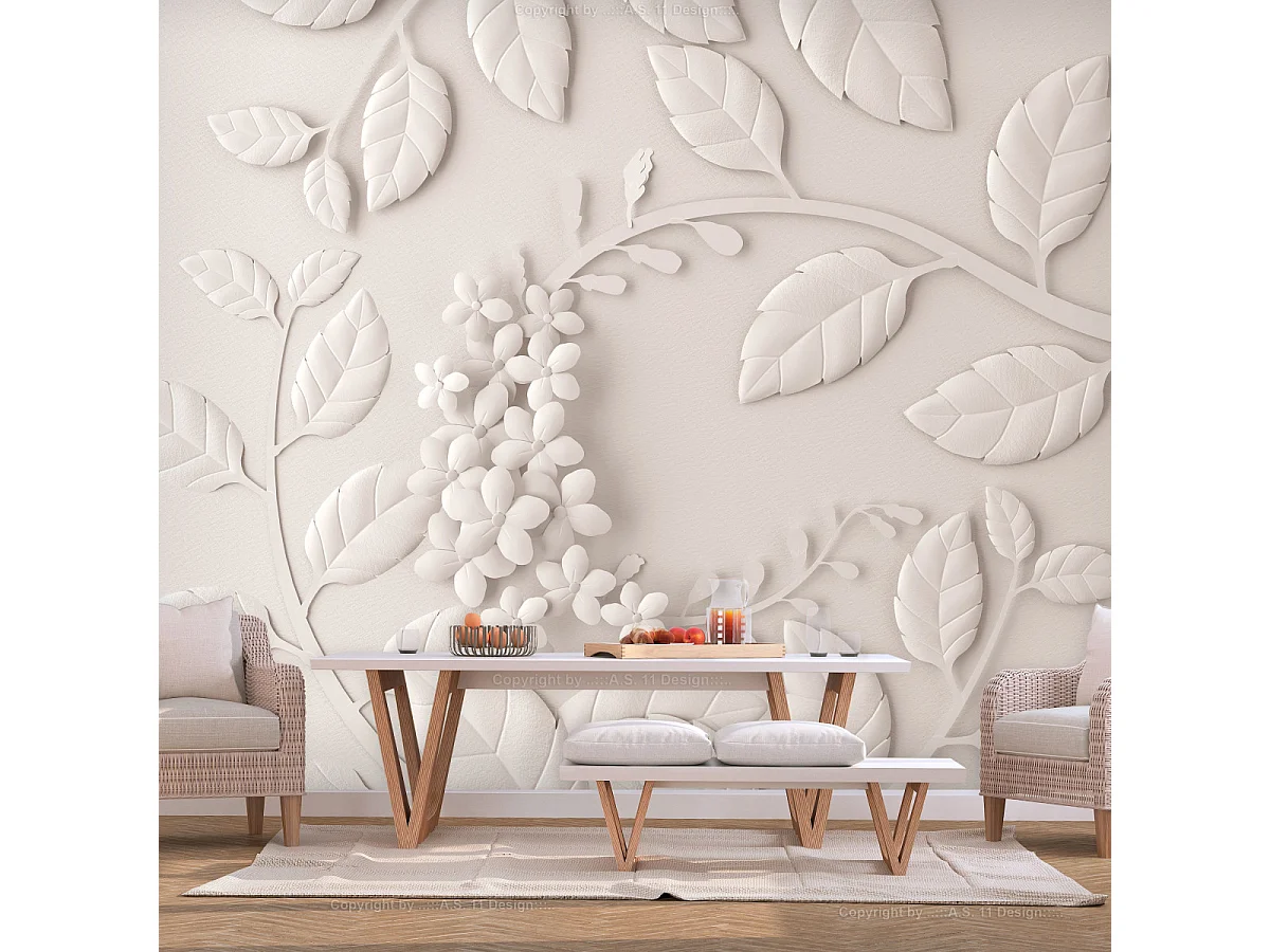 Papier Peint "Paper Flowers Cream" 245 x 350 cm