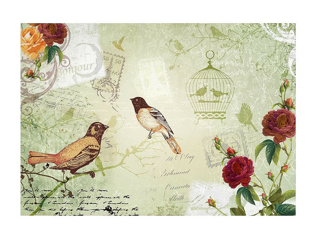 Papier Peint "Vintage Birds" 245 x 350 cm