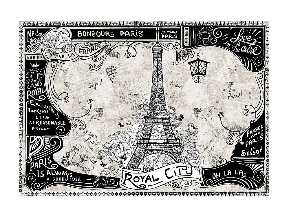 Papier Peint "Bonjour Paris" 175 x 250 cm