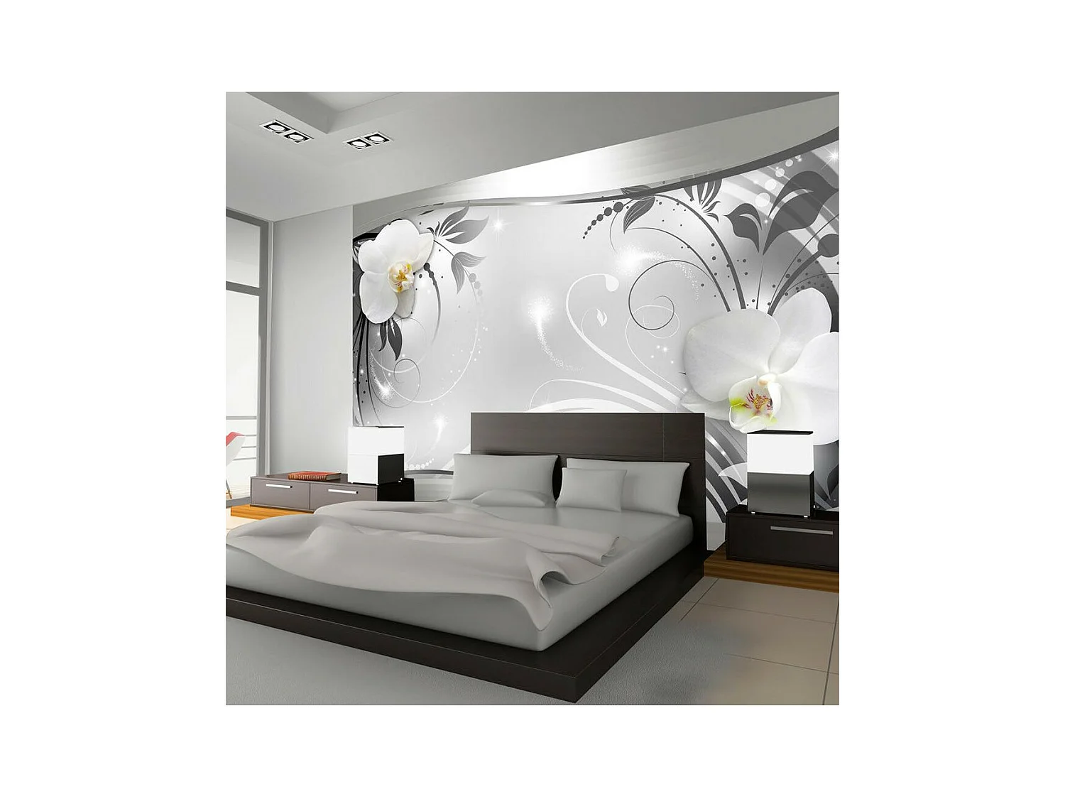 Papier Peint "Abstraction en Argent" 210 x 300 cm