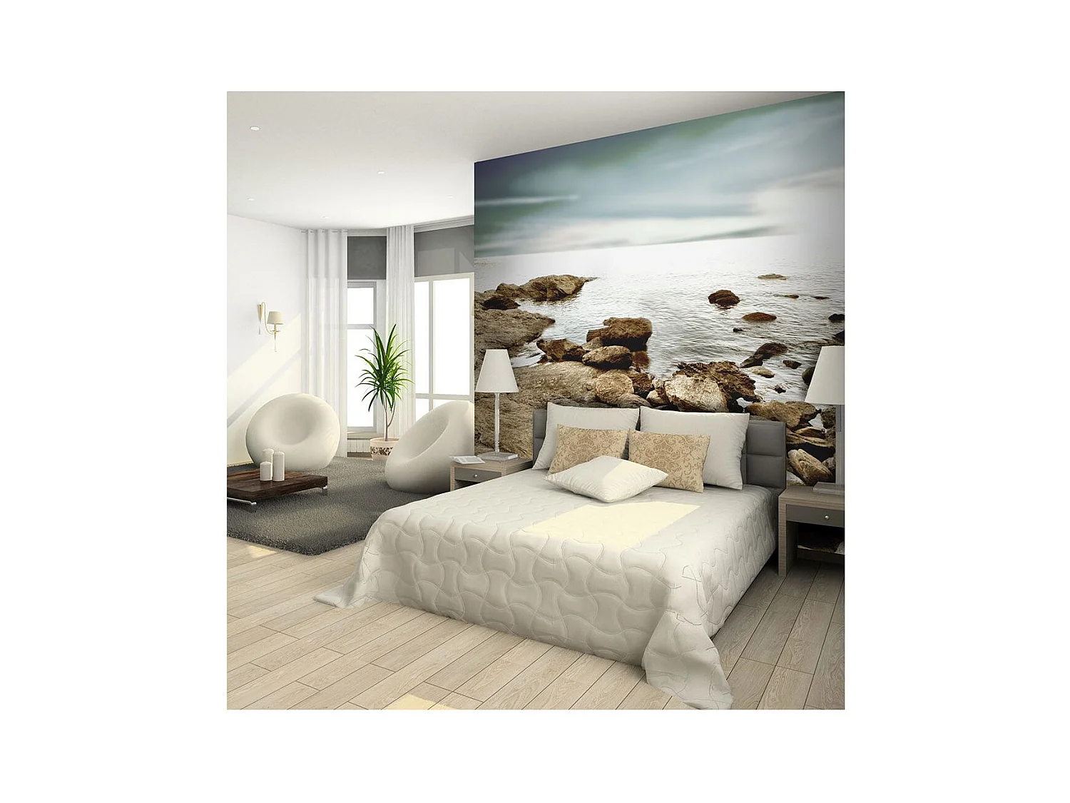 Papier Peint "Plage Rocheuse" 154 x 200 cm